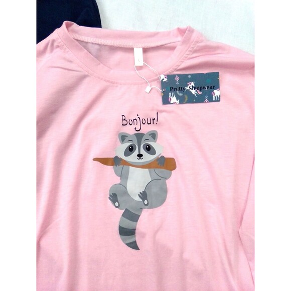 Set of 2 Vopmocld Girl's Cartoon Panda Pajamas Raccoon Long Sleeve Set Size L - Picture 3 of 8